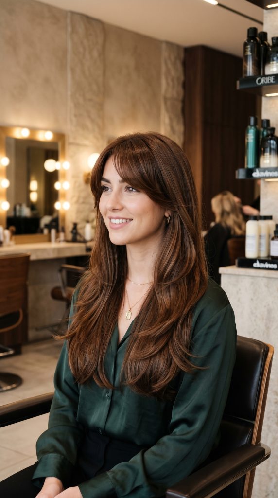 long layered hair with bangs over 40