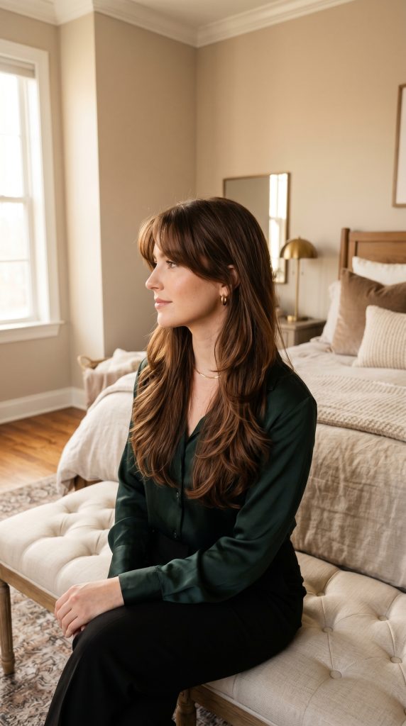 Long hair with bangs and layers