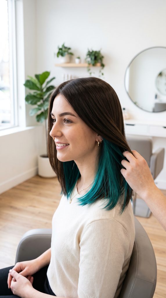 Teal peekaboo hair
