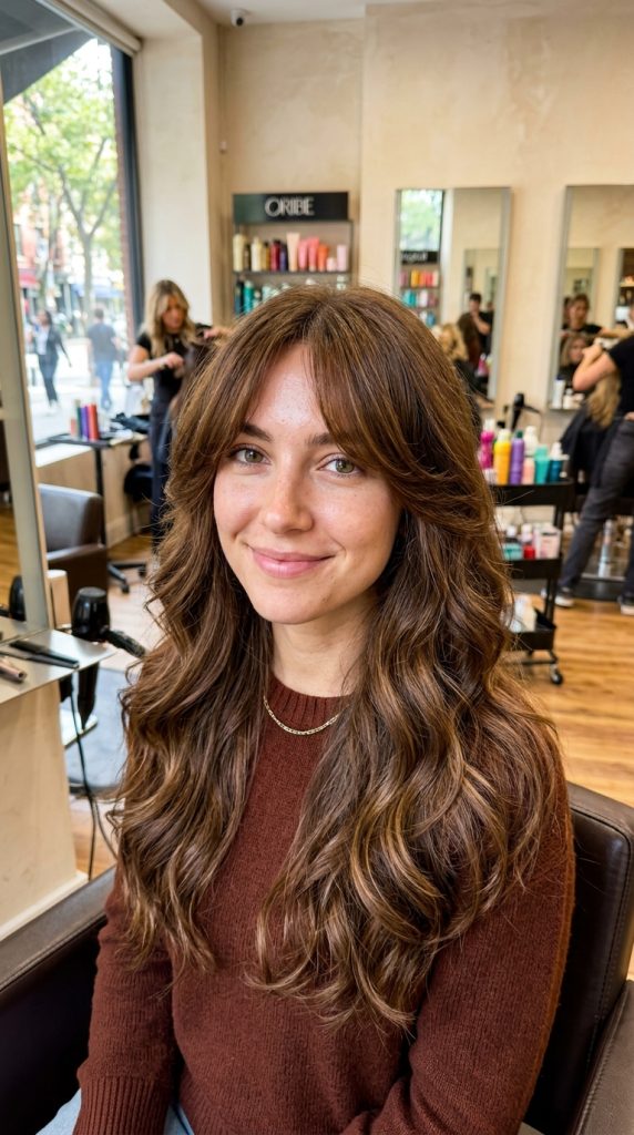curtain bangs long hair